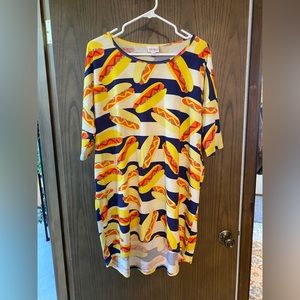 LuLaRoe Irma Hot Dog Shirt Size Large